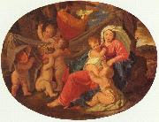 Heilige Familie mit Engeln, Oval